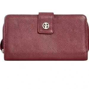 Giani Bernini Softy pebbled Leather Organizational all in one Wallet burgundy